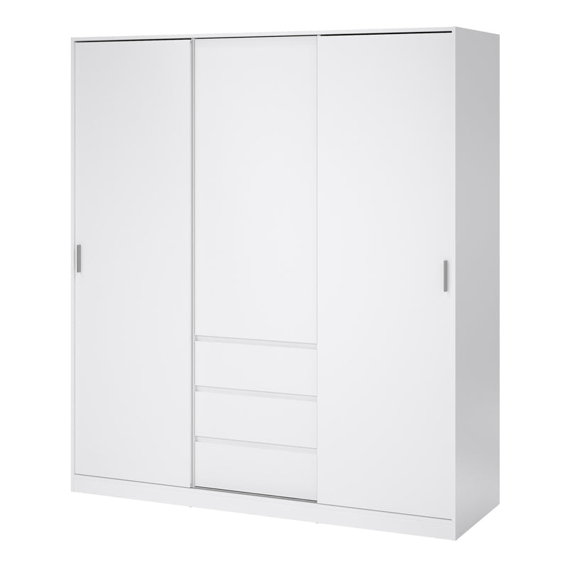 Naia Wardrobe with 2 Sliding Doors 1 Door 3 Drawers in White High Gloss — detail view