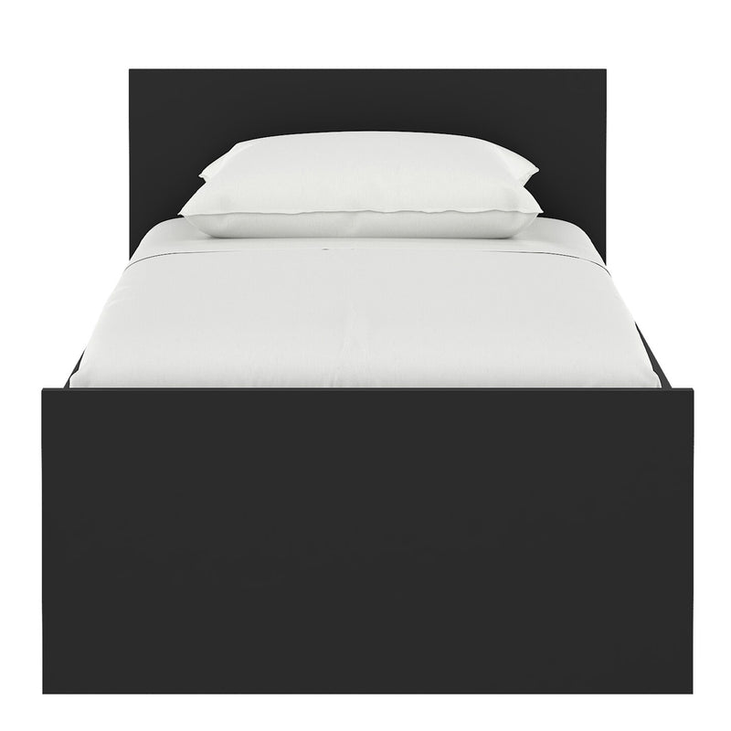 Naia Single Bed 3ft (90 x 190) in Black Matt — side angle
