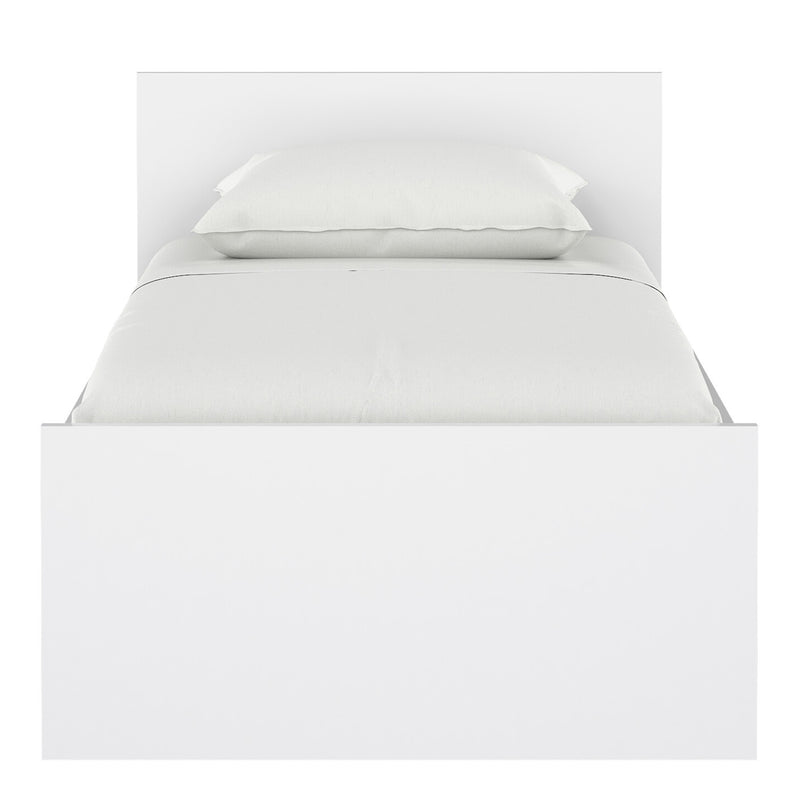 Naia Single Bed 3ft (90 x 190) in White High Gloss — side angle