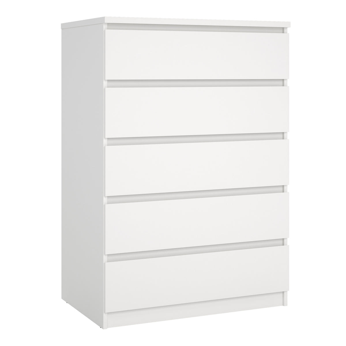 Naia Chest of 5 Drawers in White — front view