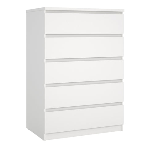 Naia Chest of 5 Drawers in White — front view
