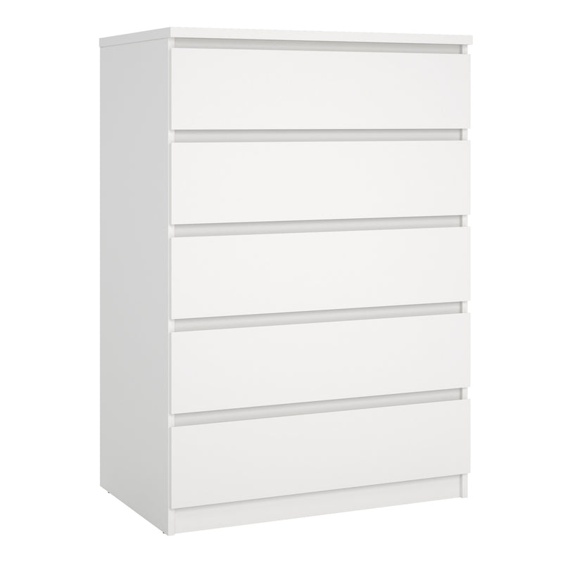 Naia Chest of 5 Drawers in White — front view