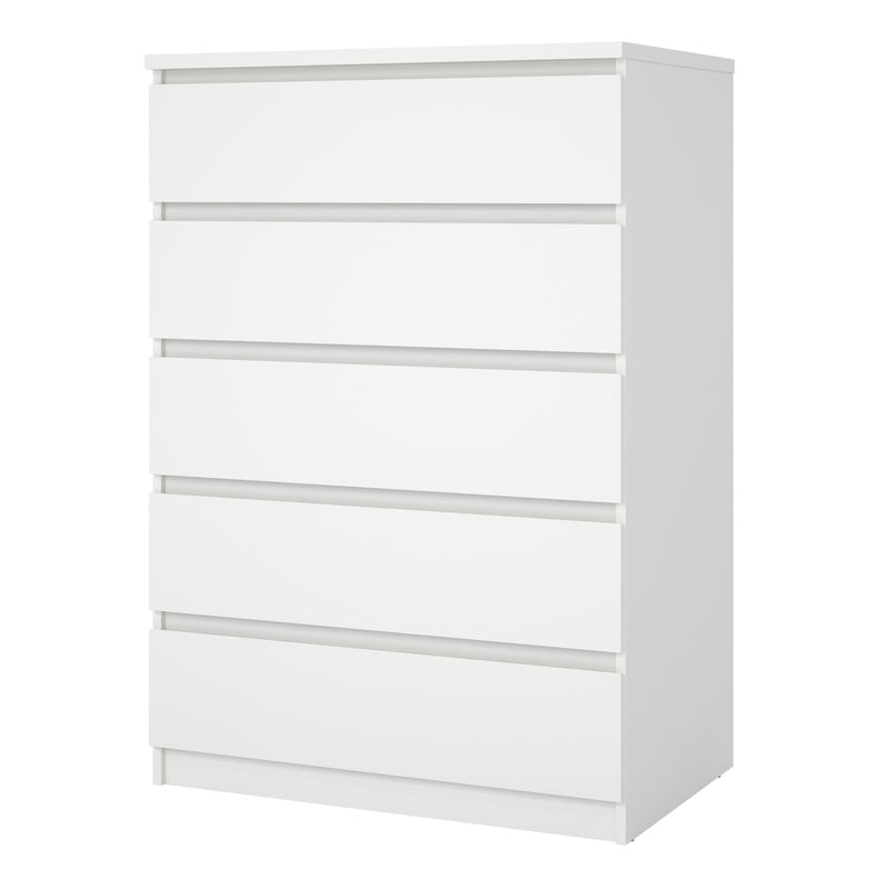 Naia Chest of 5 Drawers in White — detail view