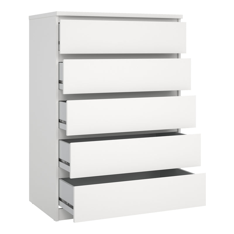 Naia Chest of 5 Drawers in White — alternative angle