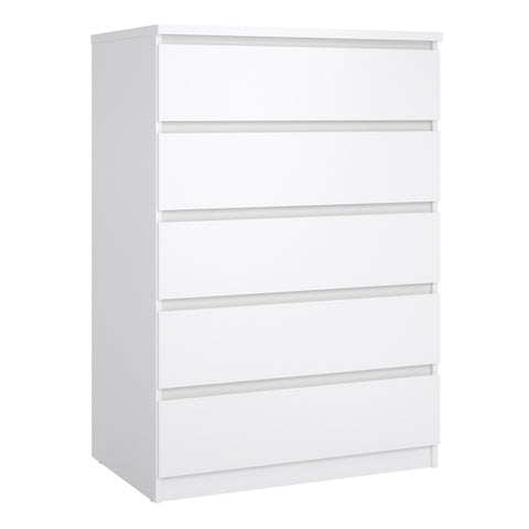 Naia Chest of 5 Drawers in White High Gloss — front view