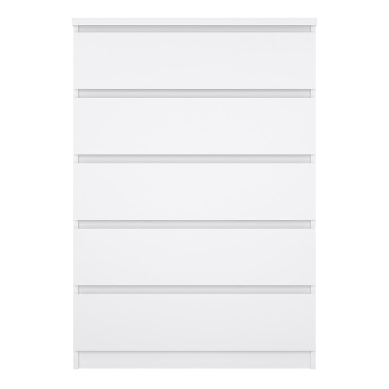 Naia Chest of 5 Drawers in White High Gloss — side angle