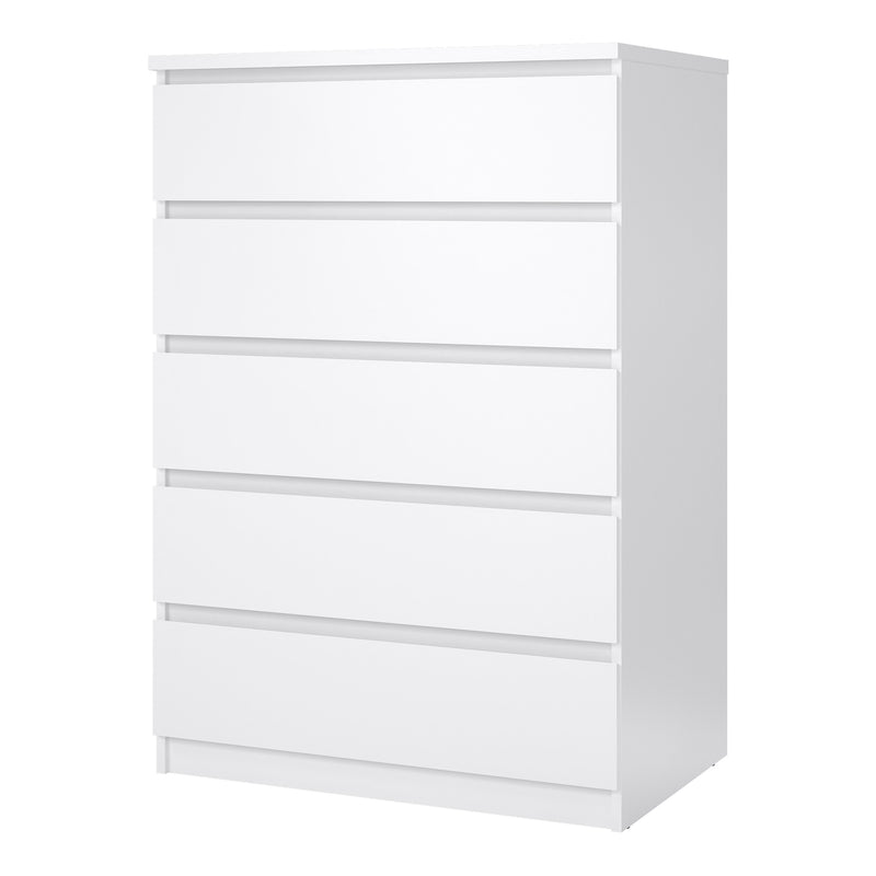 Naia Chest of 5 Drawers in White High Gloss — detail view