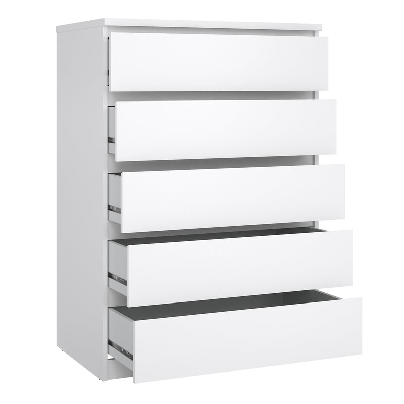 Naia Chest of 5 Drawers in White High Gloss — alternative angle