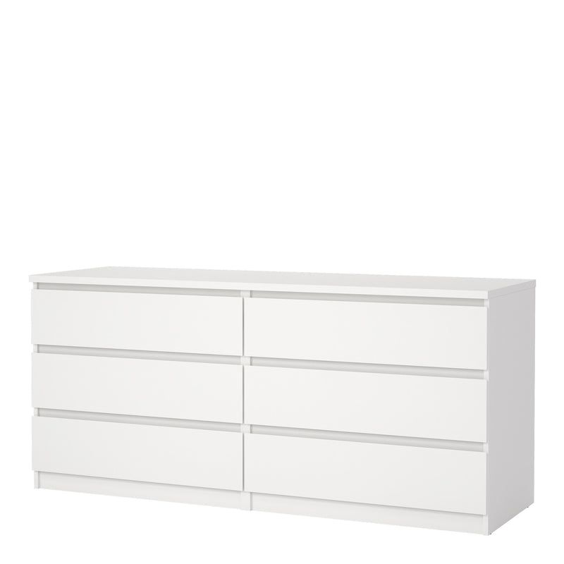 Naia Wide Chest of 6 Drawers (3+3) in White — detail view