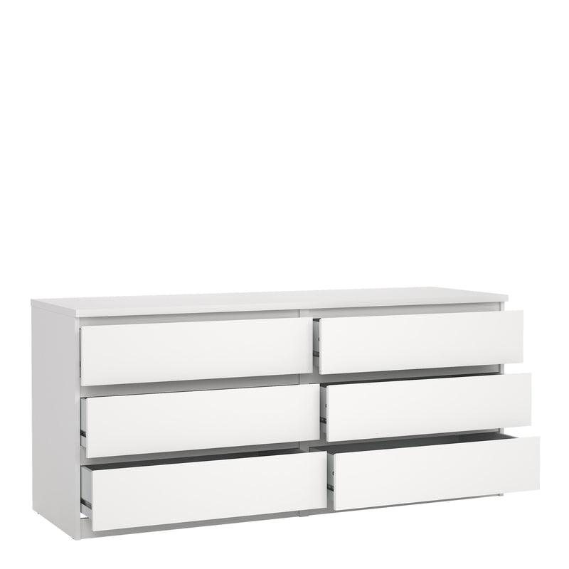 Naia Wide Chest of 6 Drawers (3+3) in White — alternative angle
