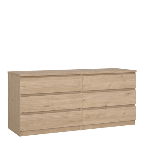 Naia Wide Chest of 6 Drawers (3+3) in Jackson Hickory Oak — front view