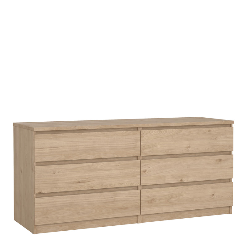 Naia Wide Chest of 6 Drawers (3+3) in Jackson Hickory Oak — front view