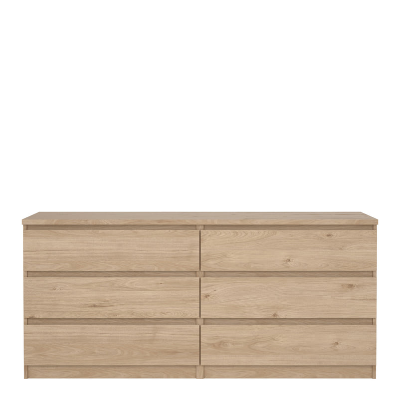 Naia Wide Chest of 6 Drawers (3+3) in Jackson Hickory Oak — side angle