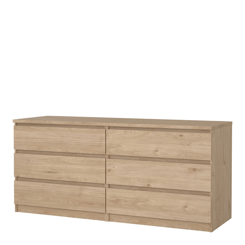 Naia Wide Chest of 6 Drawers (3+3) in Jackson Hickory Oak — detail view