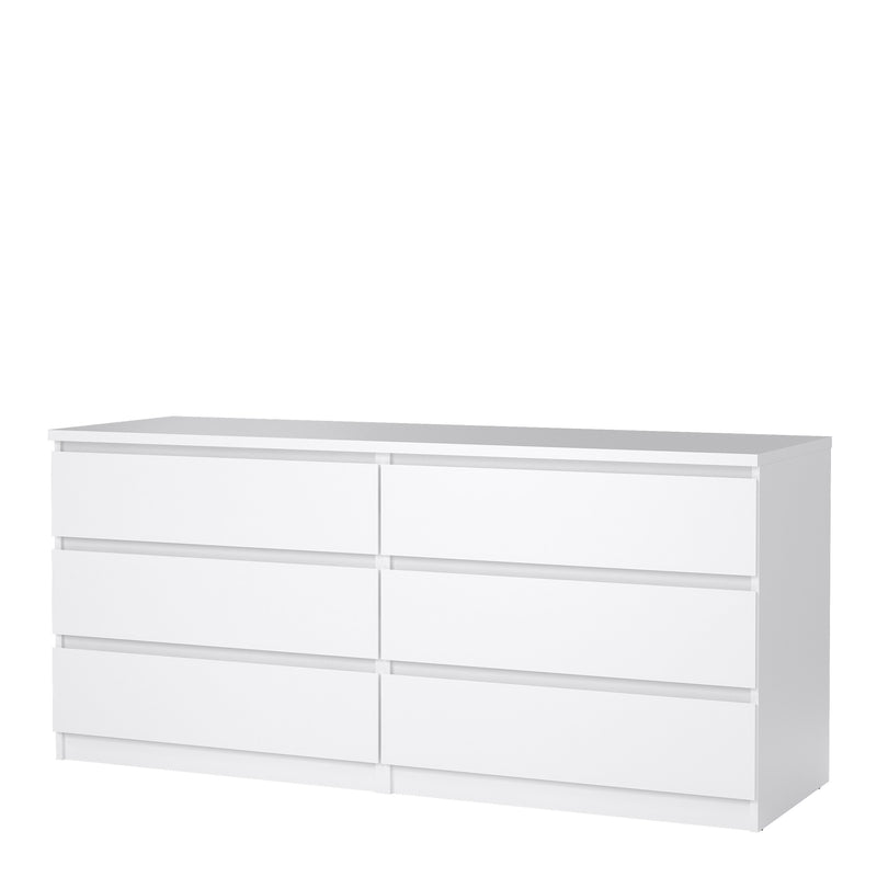 Naia Wide Chest of 6 Drawers (3+3) in White High Gloss — view