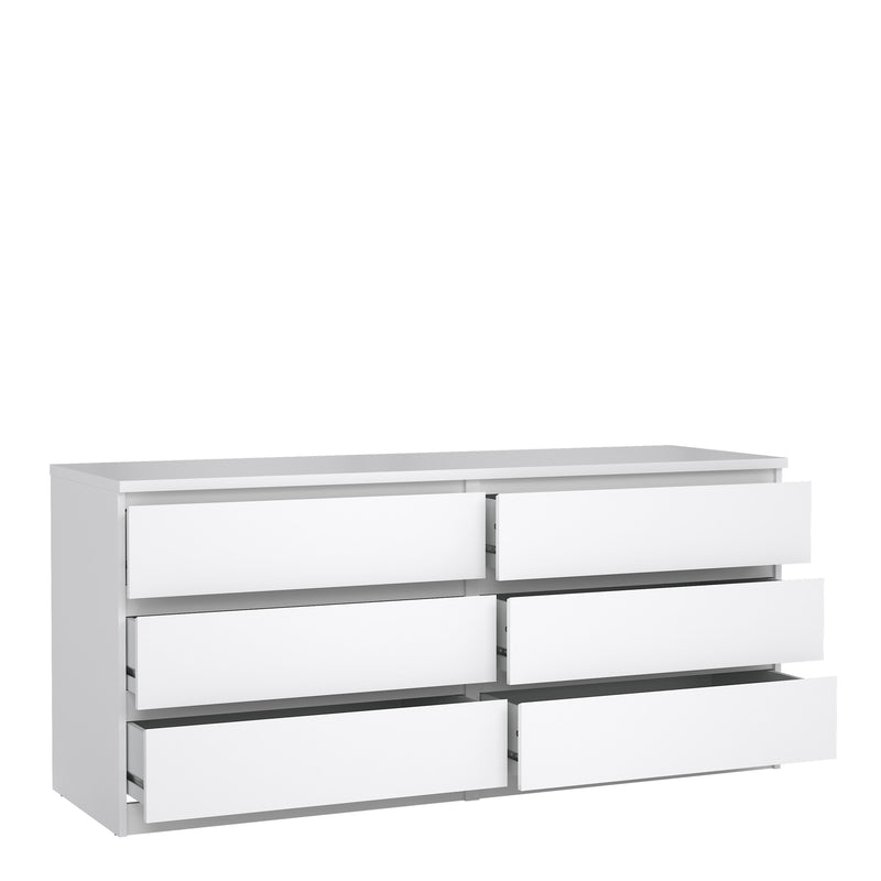 Naia Wide Chest of 6 Drawers (3+3) in White High Gloss — alternative angle