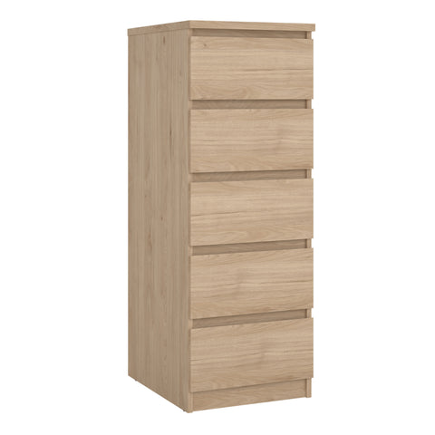 Naia Narrow Chest of 5 Drawers in Jackson Hickory Oak — front view