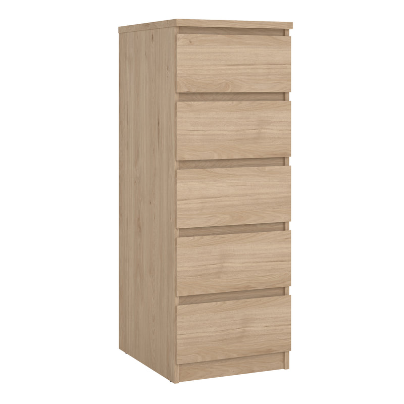 Naia Narrow Chest of 5 Drawers in Jackson Hickory Oak — front view