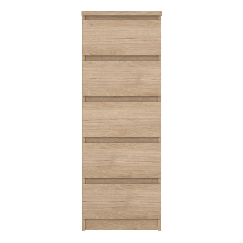 Naia Narrow Chest of 5 Drawers in Jackson Hickory Oak — side angle