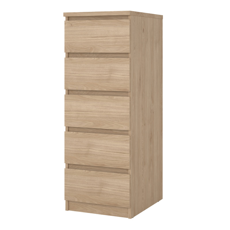 Naia Narrow Chest of 5 Drawers in Jackson Hickory Oak — detail view