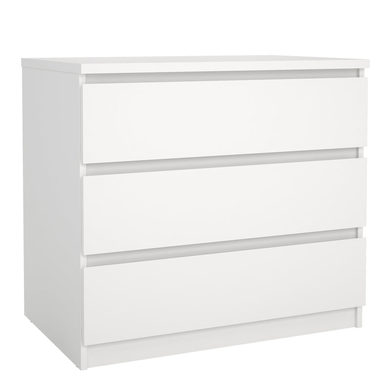 Naia Chest of 3 Drawers in White — front view