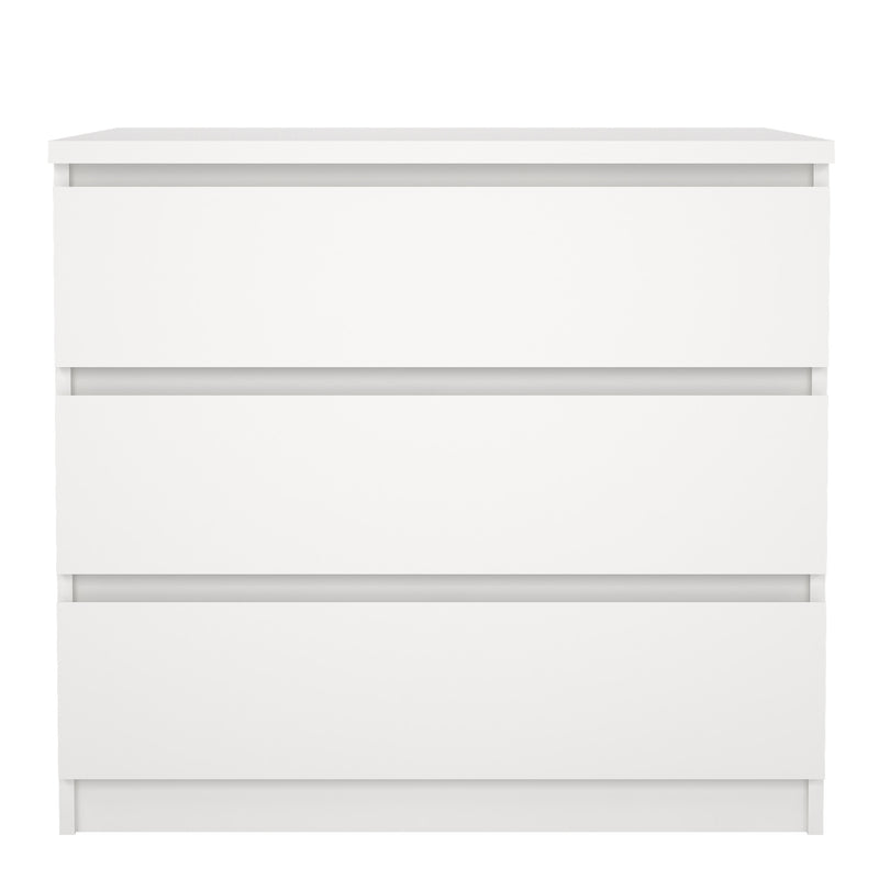 Naia Chest of 3 Drawers in White — side angle