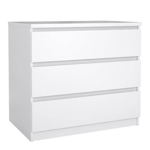 Naia Chest of 3 Drawers in White High Gloss — front view