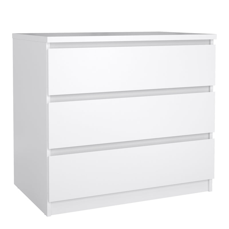 Naia Chest of 3 Drawers in White High Gloss — front view