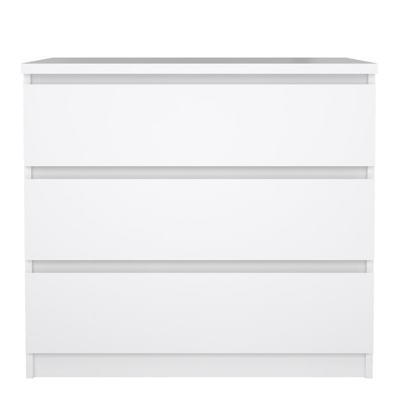 Naia Chest of 3 Drawers in White High Gloss — side angle