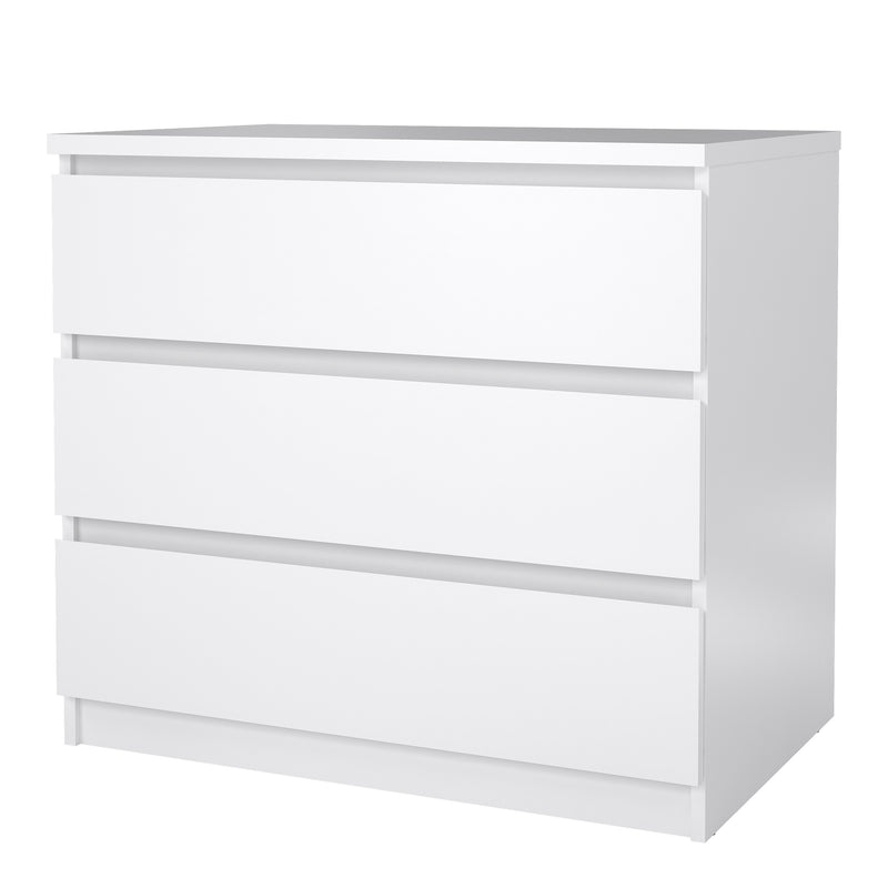 Naia Chest of 3 Drawers in White High Gloss — detail view