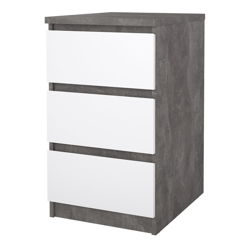 Naia Bedside 3 Drawers in Concrete and White High Gloss — detail view