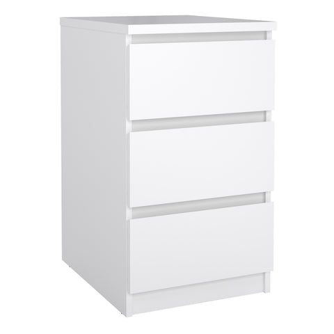 Naia Bedside 3 Drawers in White High Gloss — front view