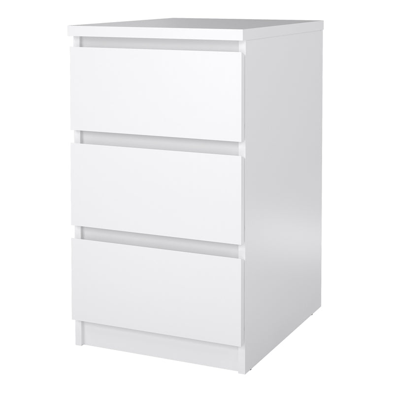 Naia Bedside 3 Drawers in White High Gloss — detail view