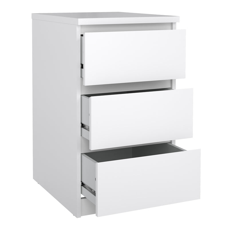 Naia Bedside 3 Drawers in White High Gloss — alternative angle