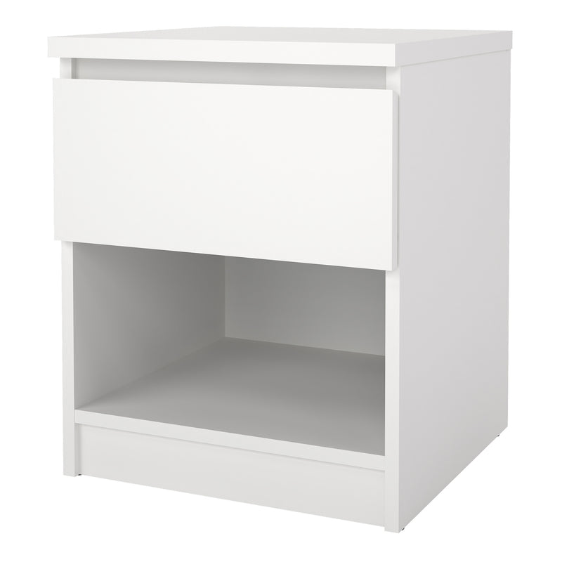 Naia Bedside 1 Drawer 1 Shelf in White — detail view