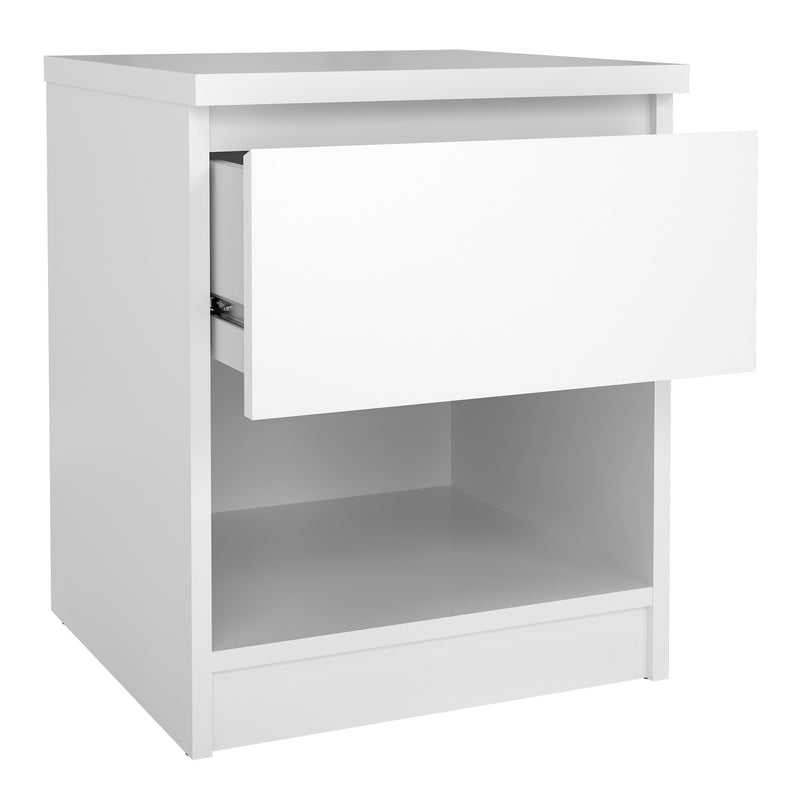 Naia Bedside 1 Drawer 1 Shelf in White High Gloss — alternative angle