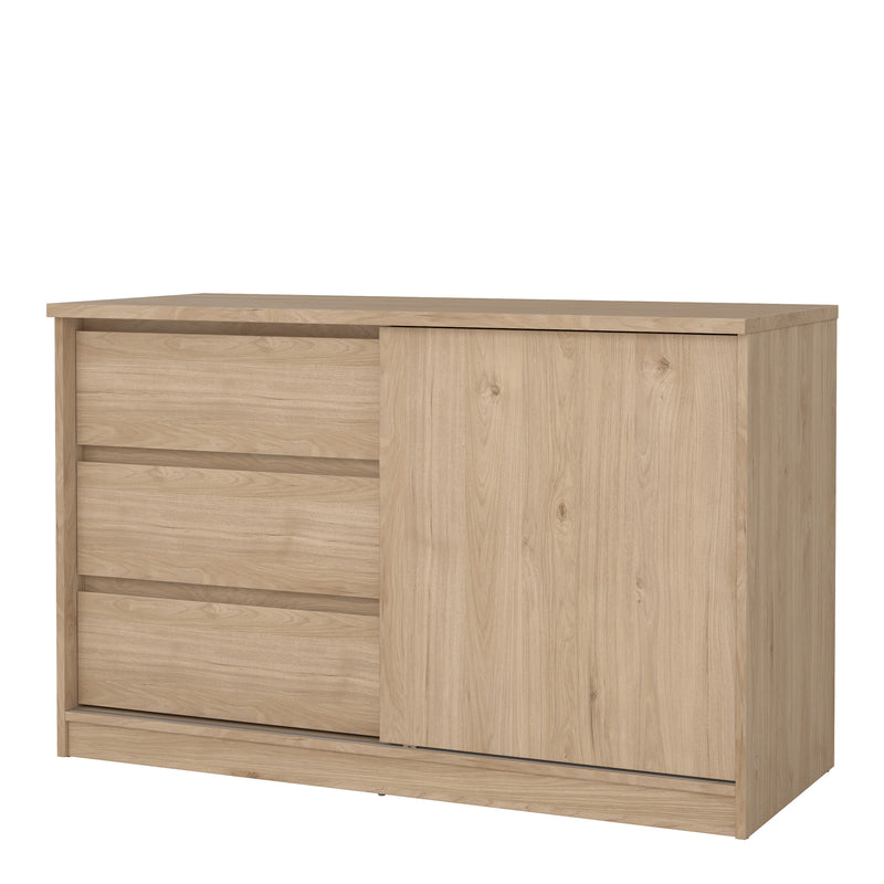 Naia Storage Unit with 1 Sliding Door and 3 Drawers in Jackson Hickory Oak — detail view