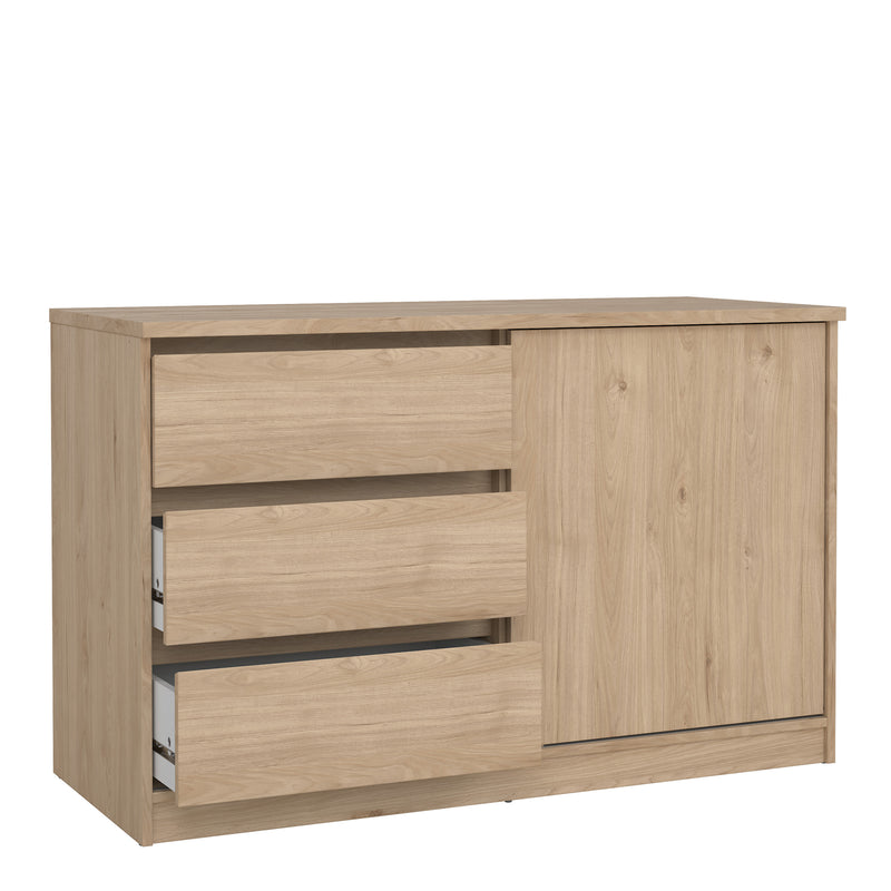 Naia Storage Unit with 1 Sliding Door and 3 Drawers in Jackson Hickory Oak — alternative angle