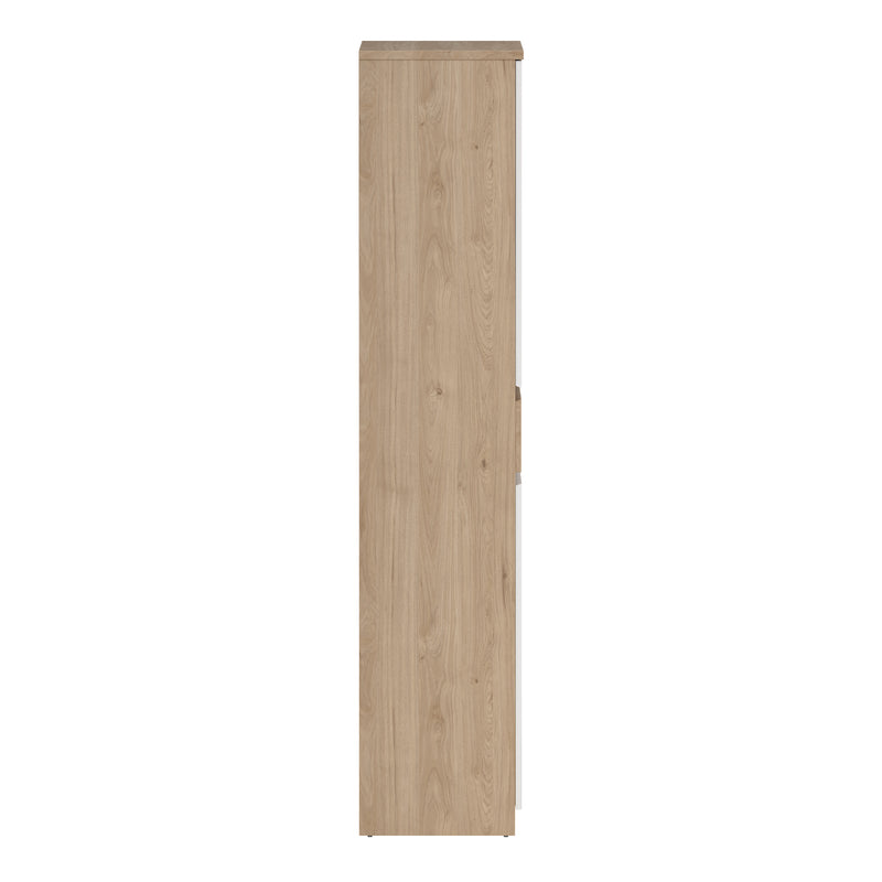 Naia Shoe Cabinet with 4 Doors 1 Drawer in Jackson Hickory Oak and White — alternative angle