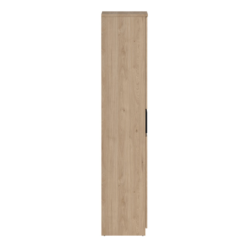 Naia Shoe Cabinet with 4 Doors 1 Drawer in Jackson Hickory Oak and Black — alternative angle