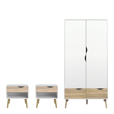 Oslo 3 Piece Bedroom Set White & Oak — front view