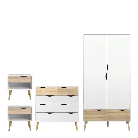 Oslo 4 Piece Bedroom Set White & Oak — front view