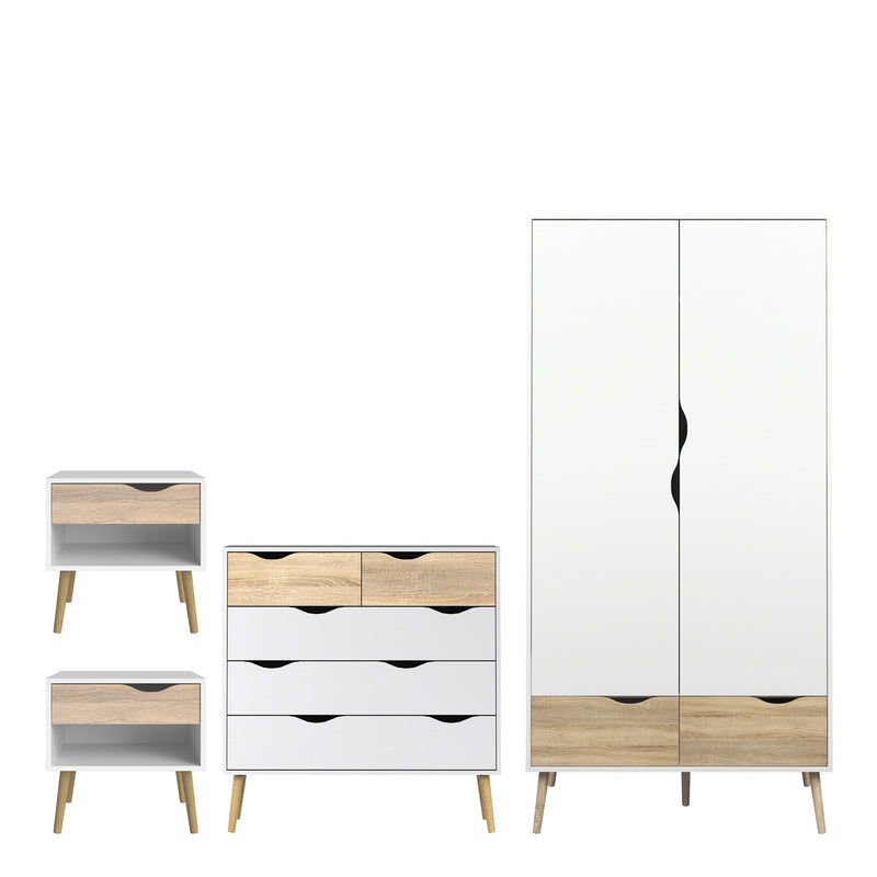 Oslo 4 Piece Bedroom Set White & Oak — front view