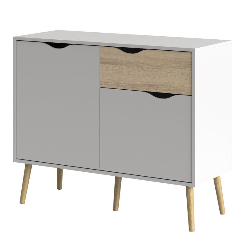 Oslo Sideboard Small 1 Drawer 2 Doors in White and Oak — detail view