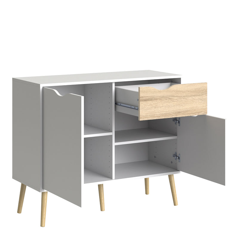 Oslo Sideboard Small 1 Drawer 2 Doors in White and Oak — alternative angle