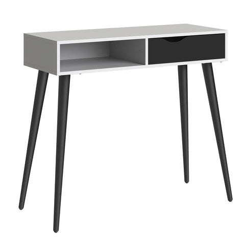 Oslo Console Table 1 Drawer 1 Shelf in White and Black Matt — front view