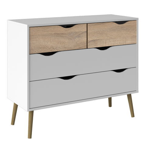 Oslo Chest of 4 Drawers in White and Oak — front view