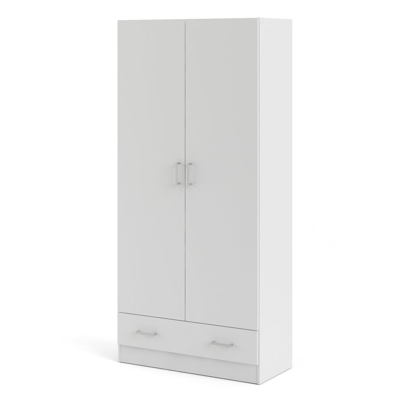 Space Wardrobe with 2 Doors + 1 Drawer in White 1750 — detail view