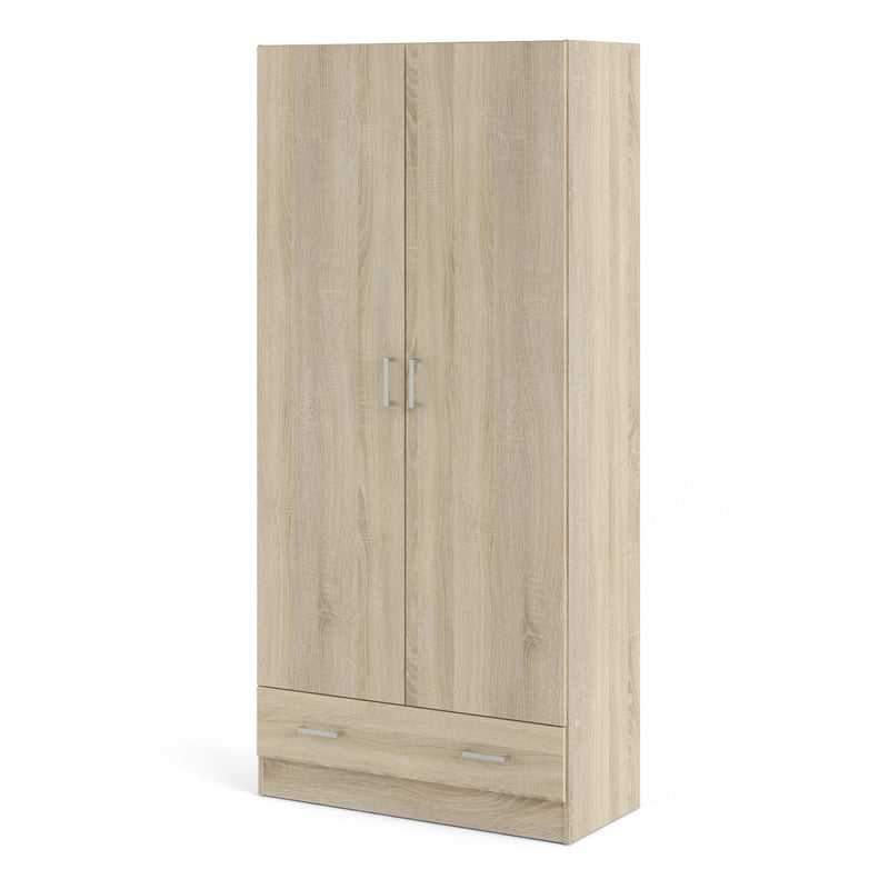 Space Wardrobe with 2 Doors + 1 Drawer in Oak 1750 — detail view