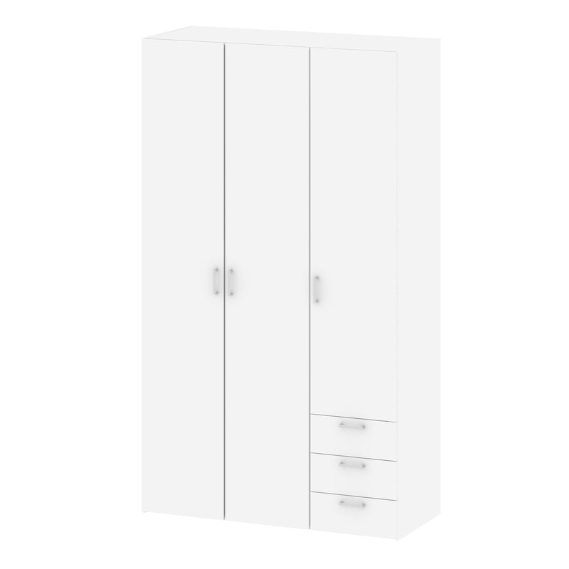 Space Wardrobe 3 Doors 3 Drawers in White 2000 — detail view